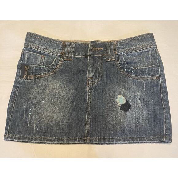 Rue 21 Denim Mini Skirt Size 1/2 Retro Y2K - Picture 1 of 8